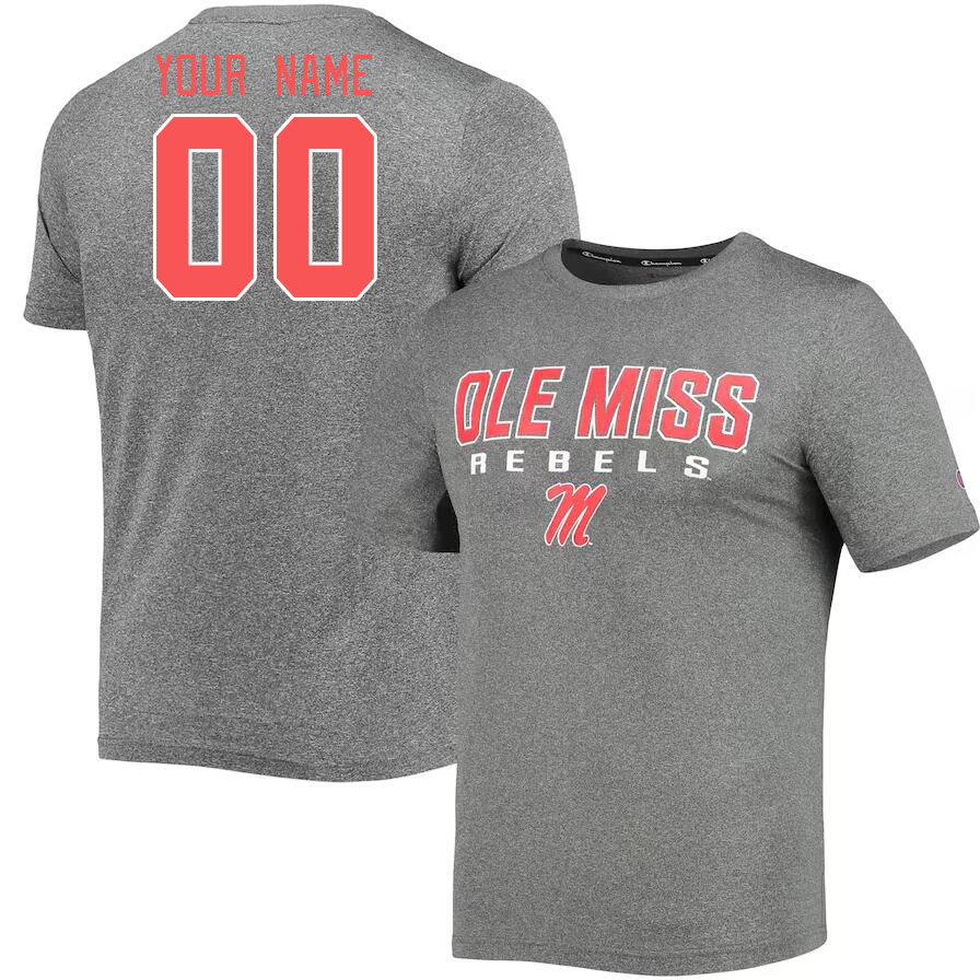 Custom Ole Miss Rebels Name And Number College Tshirt-Gray